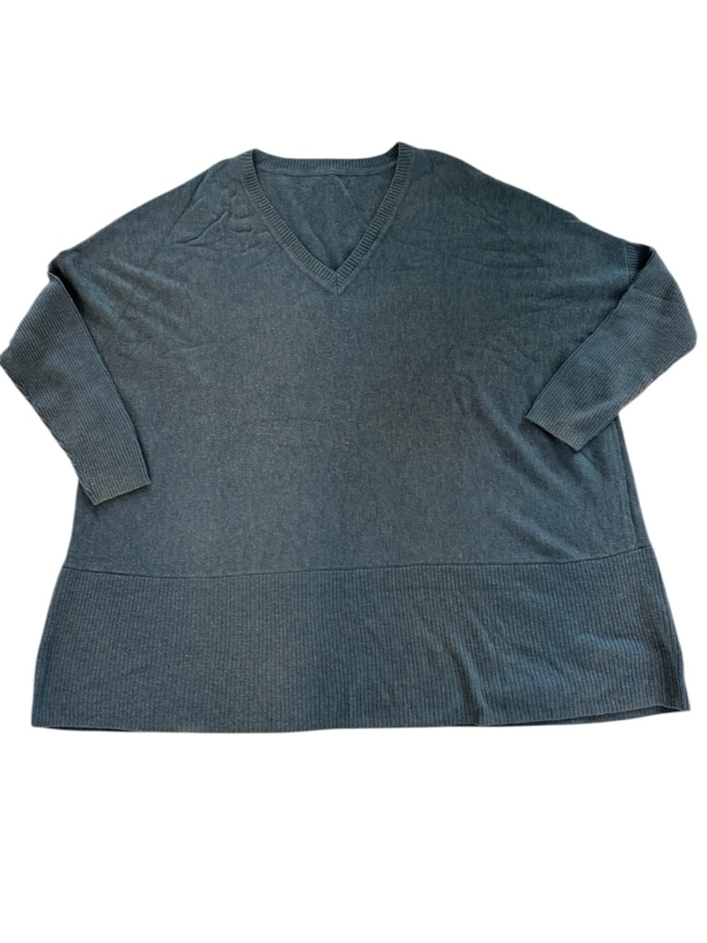 H by Halston V-Neck Oversized Sweater Slate Blue XXL